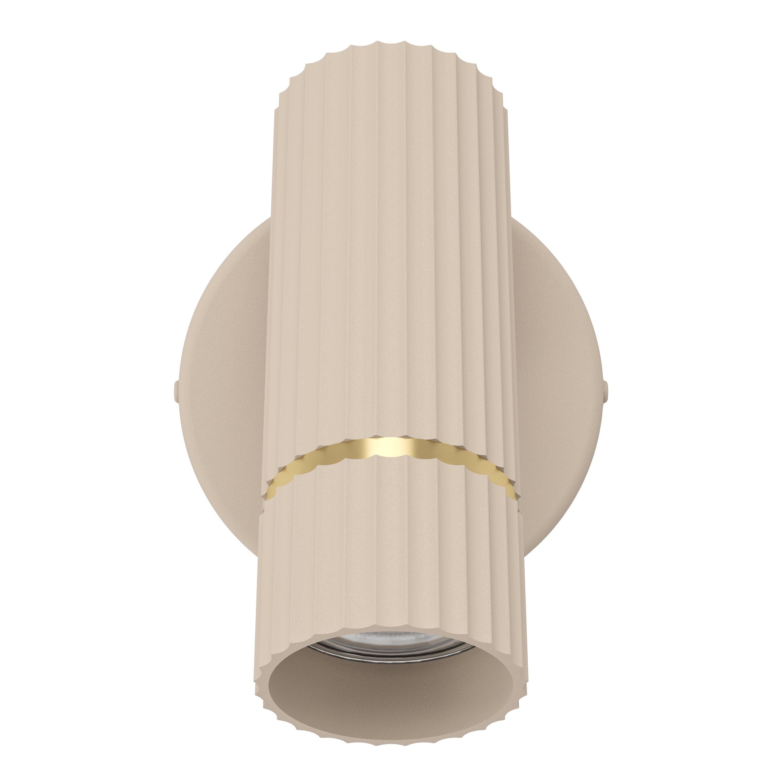 Eglo Caminia Lámpara de pared, lámpara de pared para interiores con foco orientable, foco de pared con interruptor, foco para dormitorio, metal en beis y dorado, bombilla GU10, blanco cálido