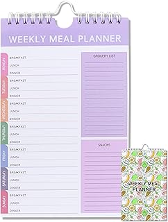 2Pcs Weekly Meal Planner and Grocery List,Planning Pad for Organized Daily Menu,Plan weekly Menu Food for Weight Loss or Dinner List for Family (2Pcs Weekly Meal Style 4)