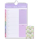 2Pcs Weekly Meal Planner and Grocery List,Planning Pad for Organized Daily Menu,Plan weekly Menu Food for Weight Loss or Dinner List for Family (2Pcs Weekly Meal Style 4)
