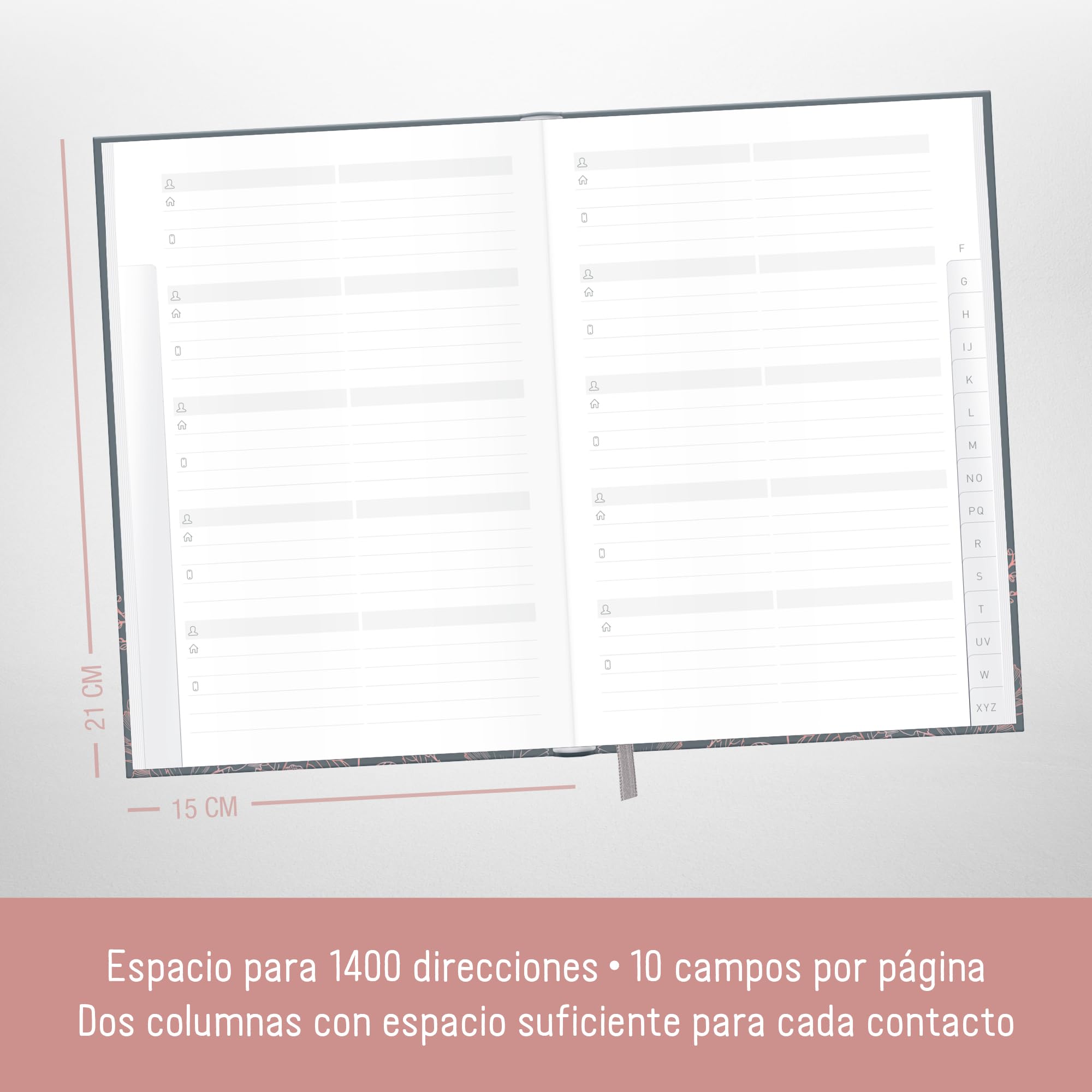 paper&you® Agenda A5 con índice A-Z [Poppy] para contactos, cumpleaños y contraseñas - sostenible y respetuosa con el clima
