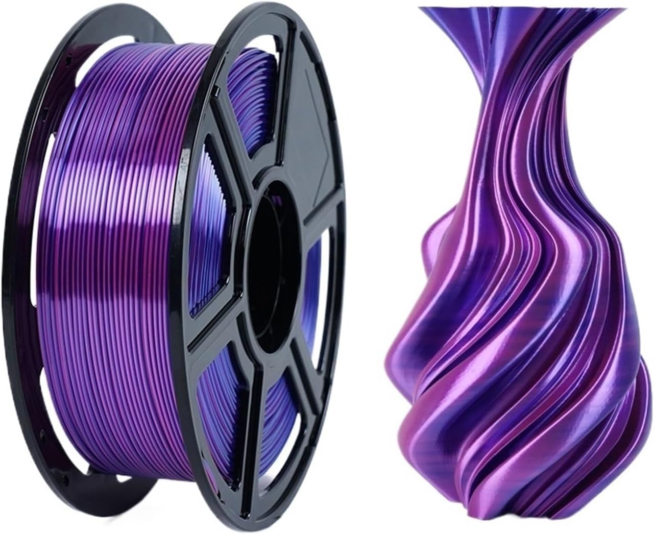 Dual Color Silk PLA Filament 1.75mm, High Toughness No Clog No Warp 3D Printer Material, Sealed Spool(Fusion-Blue-Rose)