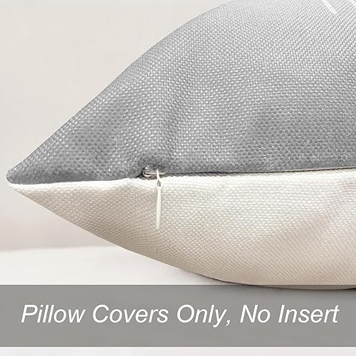 Miniatura 6 de Fundas de almohada decorativas 18x18 pulgadas, juego de 4 fundas de almohada grises para sofá, cama, sala de estar, funda de almohada para