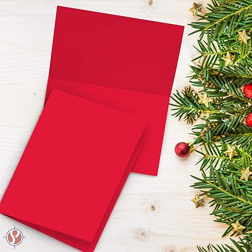 Miniatura 2 de Tarjetas de felicitación en blanco A7 en blanco de medio pliegue, ideales para vacaciones, Navidad y Año Nuevo, 5 x 7 pulgadas (plegadas), 50