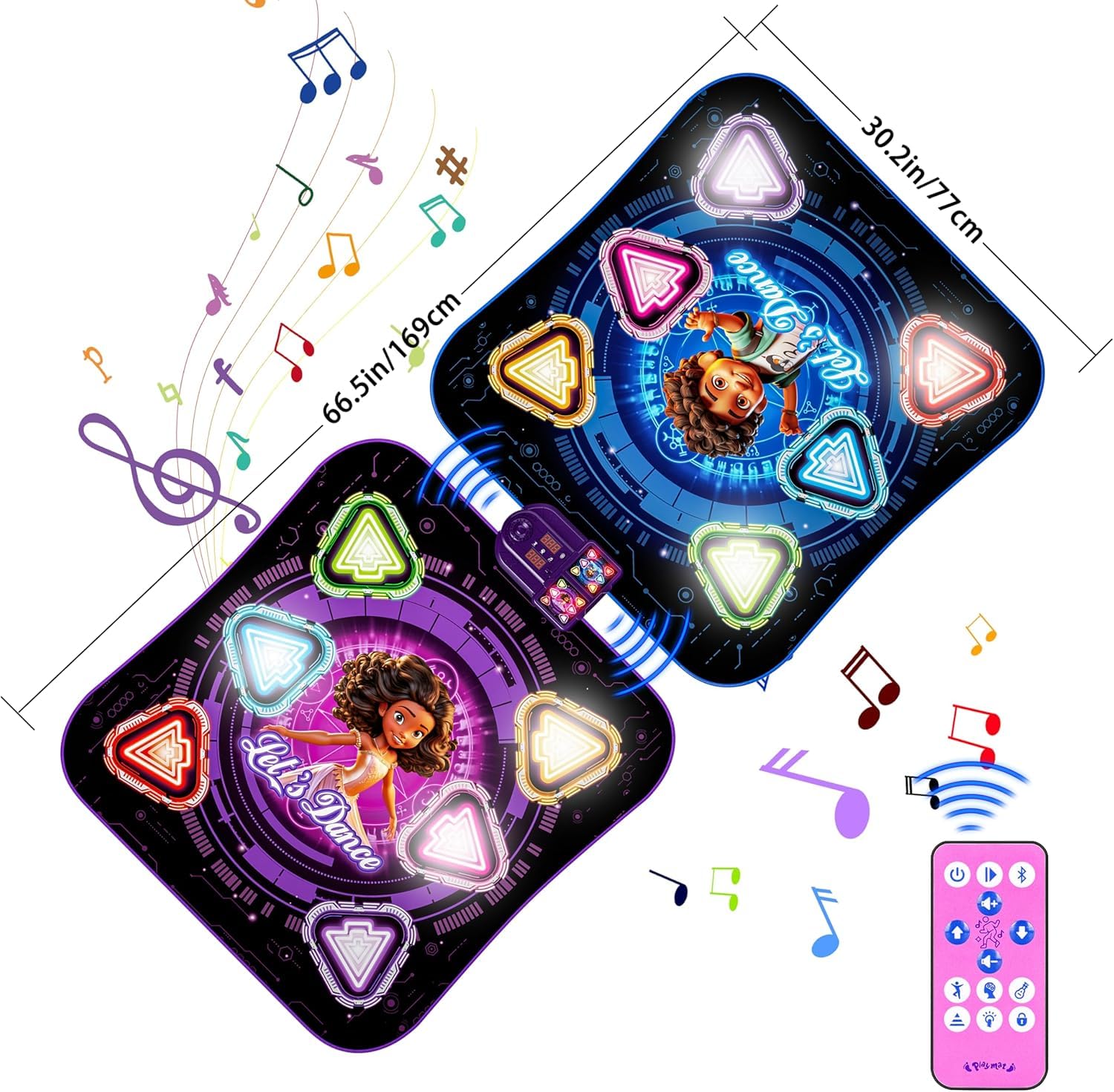 2-Giocatori Tappetino da Ballo, Ricaricabile Luminosi Pulsanti Tappetini da Ballo Bambina Giochi Tappeto Musicale da Ballo con Bluetooth, Regali Compleanno Natale Bimbo Bimba 4 5 6 7 8 9 10 11 12 Anni