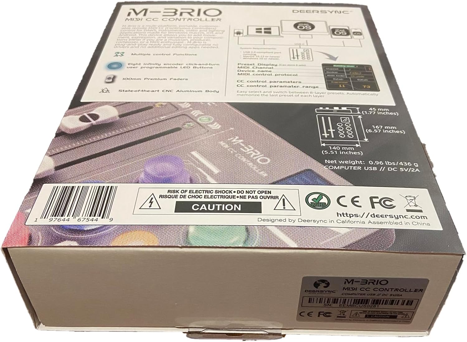 DEERSYNC M-BRIO MIDI CC Controller in its retail box