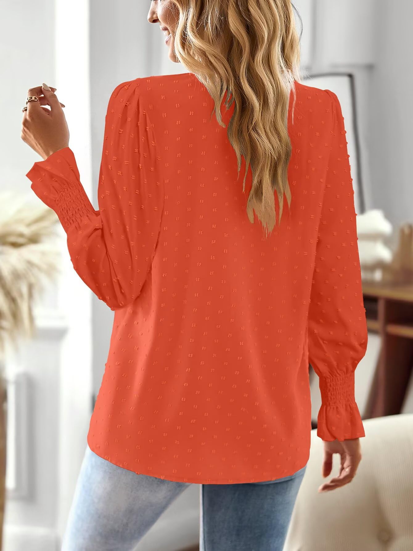 Damska Bluza Jesień Długi Rękaw Koronka Elegancka Bluzka kołnierzu w kształcie litery V nadaje Bohemska Casual T Shirt
