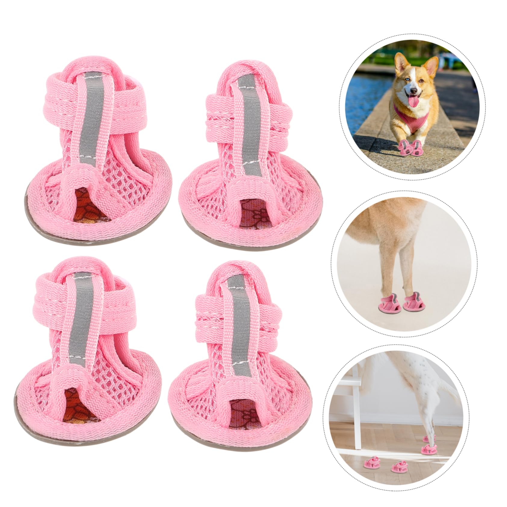 Sandales pour petits chiens - Chaussures d'été douces et respirantes - Semelle en caoutchouc antidérapante - Réglable - Pour la marche, la course à pied et l'extérieur