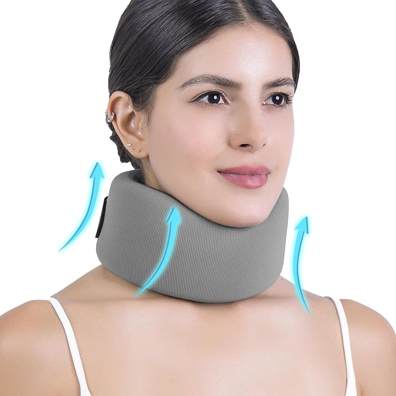 Collarín para dolor y soporte de cuello: collar cervical ergonómico con nailon suave y spandex para mantener las vértebras estables y alineadas para mujeres y hombres, ideal para trabajar, descansar, conducir y recuperarse de lesiones en el cuello