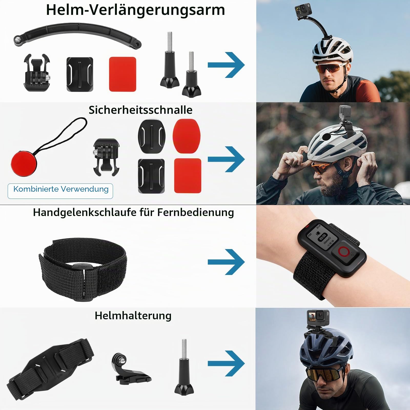 ChromLives Actionkamera-Zubehör Set, 57-in-1 Actionkamera-Halterungs Set, kompatibel mit Gopro Hero 13 12 11 10 9 8 7 6 5/Session 5/Hero 4/3+/3/2/1, DJI Osmo, Akaso, Insta360, Aufnahme