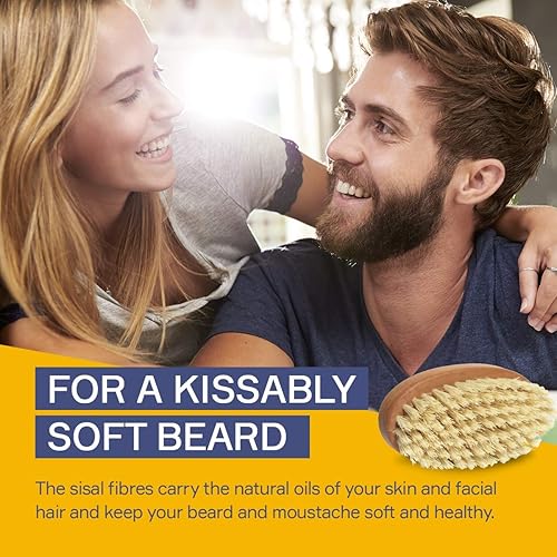 Miniatura 7 de Seven Potions Cepillo vegano para barba para hombres, 100% fibra vegetal de sisal y madera de pera, cerdas firmes para domar, suavizarexfoliar