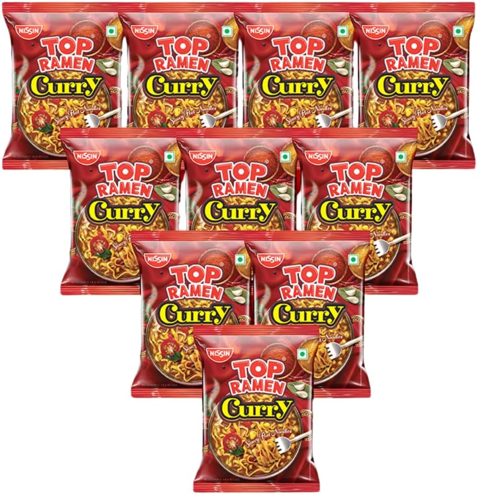 Curry Masala Noodles | 100% Desi Spicy Flavor, Saucy Instant Noodles for Family Meals | Quick & Tasty Comfort Food, 70 gm (Pack of 10)