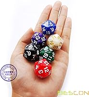 Vista 3 de Bescon D20 Spindown Dados 22MM, varios colores de mármol 6pcs Set