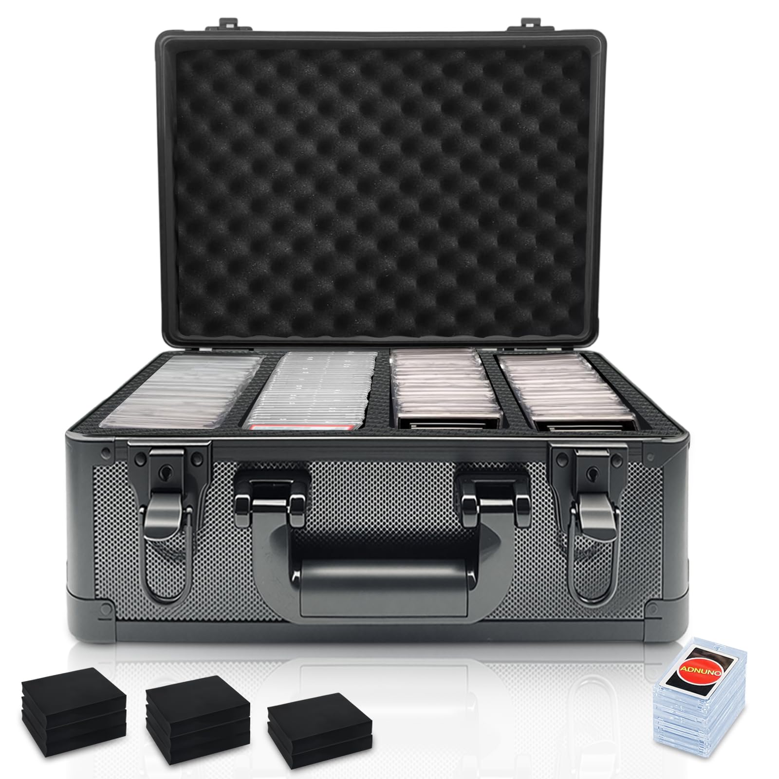 Graded Card Box - Aluminum Alloy 4-Row Graded Card Storage Box, Compatible with 110 Cardboards, Trading Collector Storage Box Case Fits PSA, BGS, SGC and Top Loaders