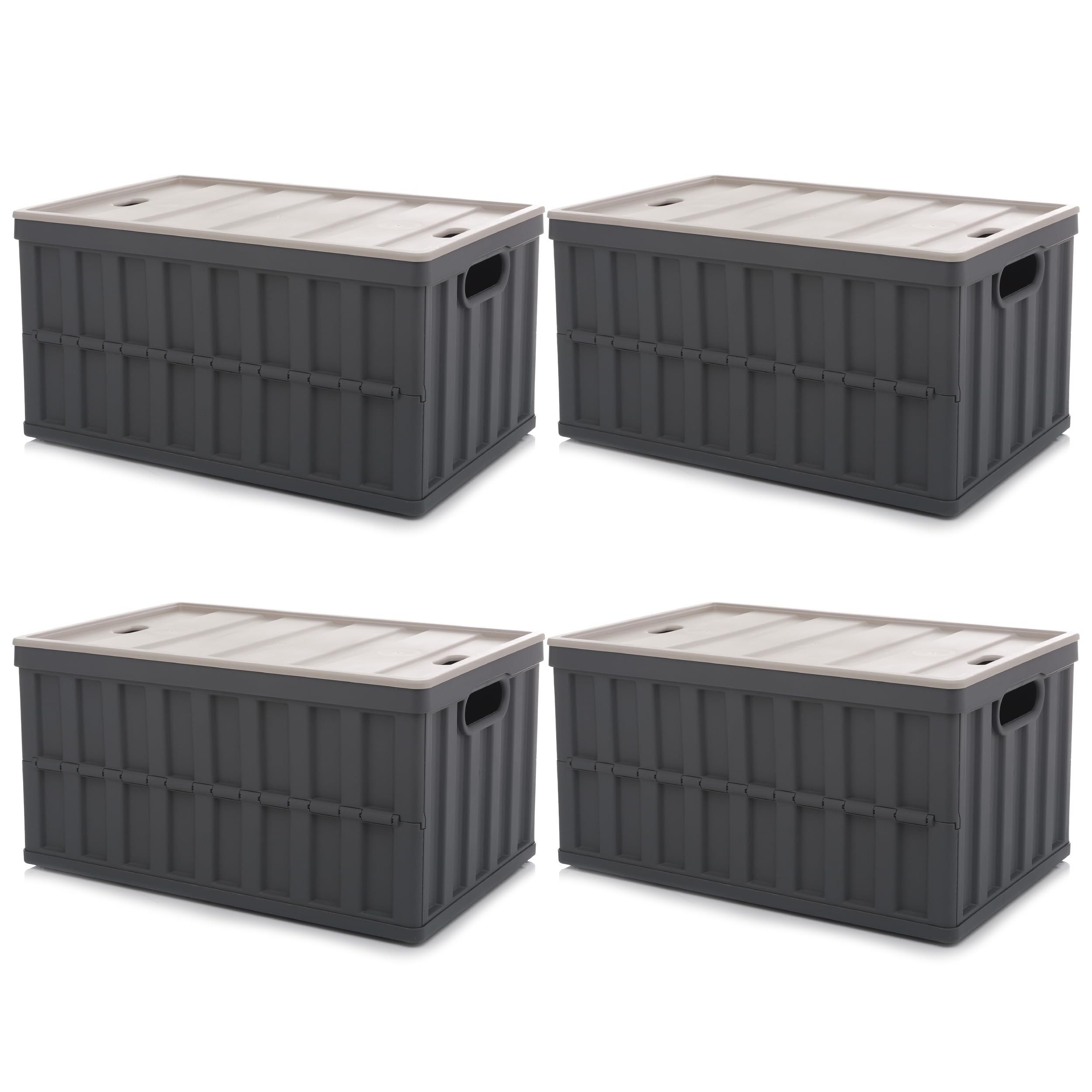 Citylife Set van 2 opvouwbare campingbox, opbergdoos met deksel, opvouwbare opbergbakken voor het organiseren van grote zware outdoor, badkamer, keuken, kantoor, woonkamer (grijs