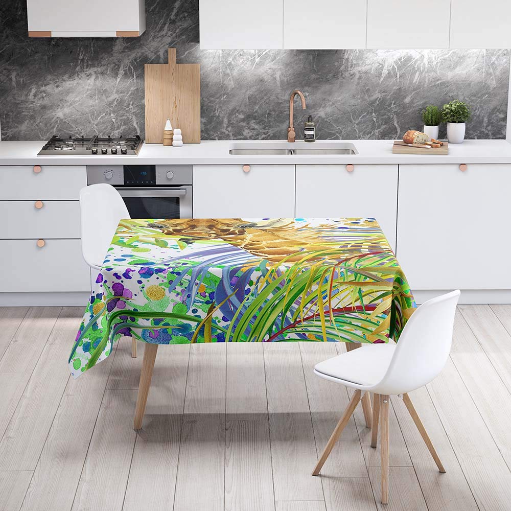 FANSU Nappe Rectangulaire, Cuisine Girafe 3D Nappe De Table Imperméable Anti Tache Résistant Lavable Et Facile D?Entretien Nappe Pour Fête Jardin Décorationjmf20200822a (Animal Girafe,60x60cm