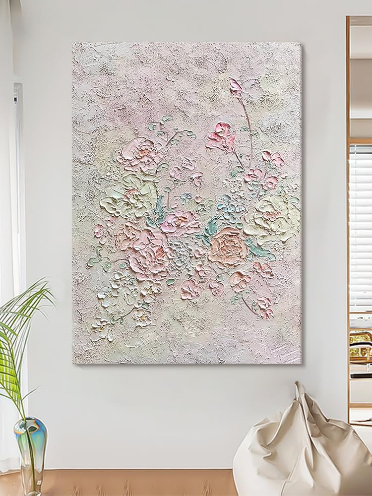 Obrazy olejne, kwiat, sztuka ścienna, nowoczesna abstrakcyjna tekstura róży, impresjonizm, duże płótno do salonu, sypialni, wystrój biura, 100 x 150 cm