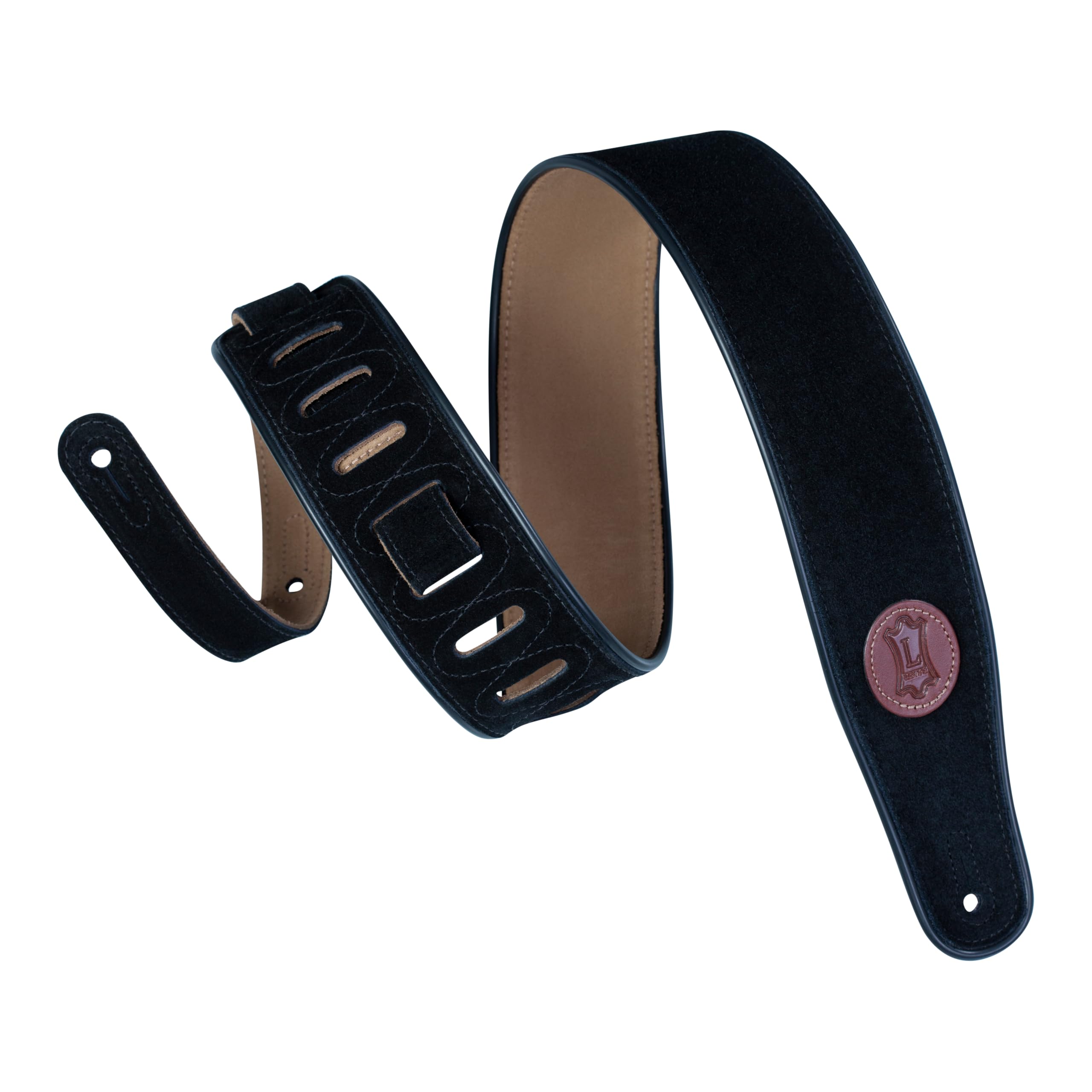 Levy's MSS3-BLK Suede Leather Guitar Strap - Black, 5cm