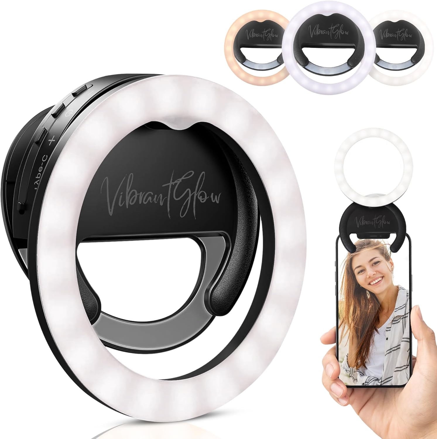 Phone Ring Light Clip On VibrantGlow, Rotatable Selfie