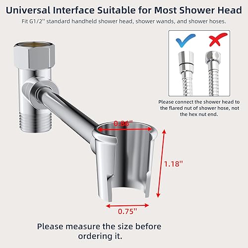 Miniatura 9 de Hibbent Soporte de cabezal de ducha de metal, soporte de brazo de ducha de latón macizo para cabezal de ducha de mano, soporte para vagabundos de