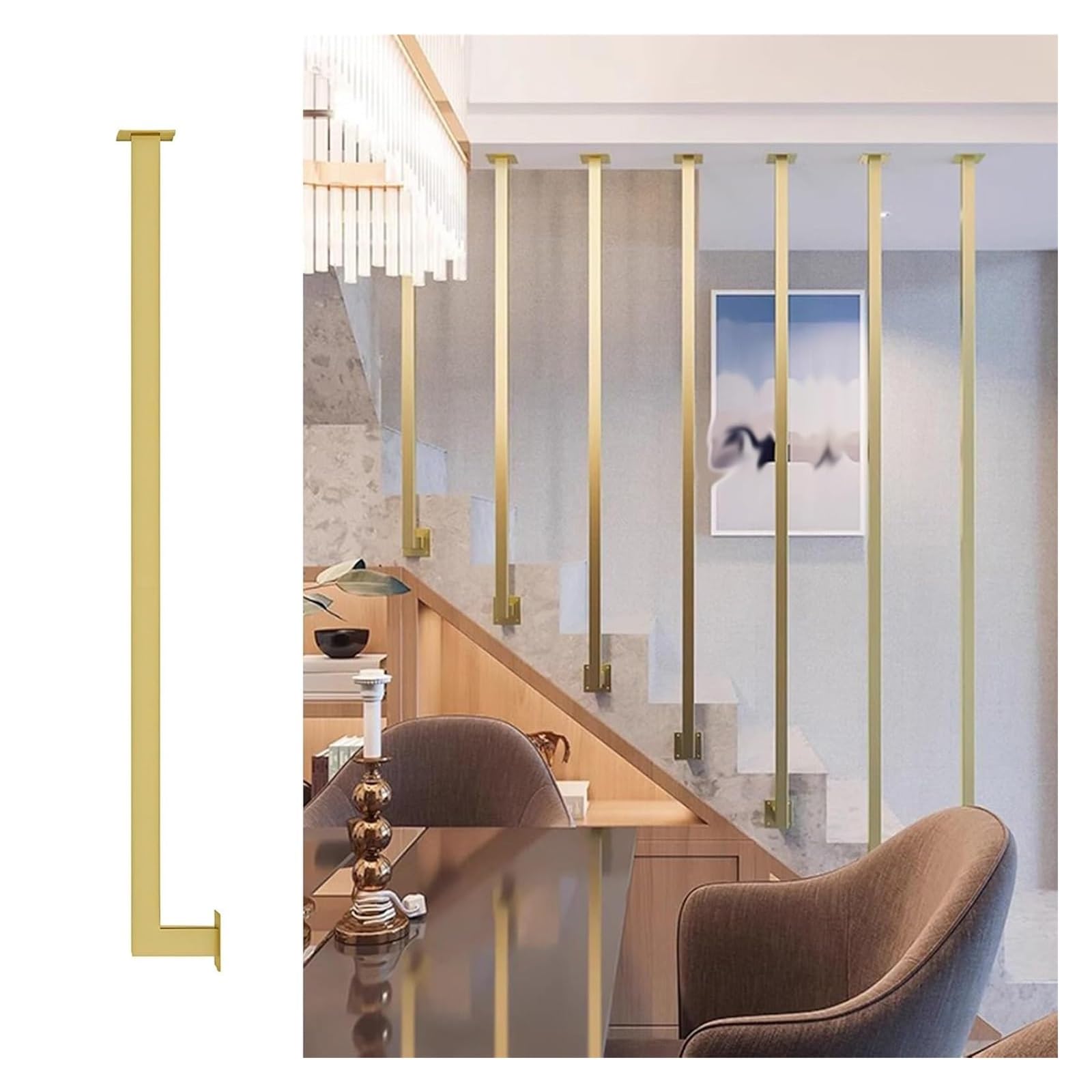 Adjustable Multicolor Iron Balusters - 31.5in Metal il for Indoor Stairs, Stylish & Safe Home Decor Accessory for Renovation, Attics & Modern Interiors 9.8in/25cm