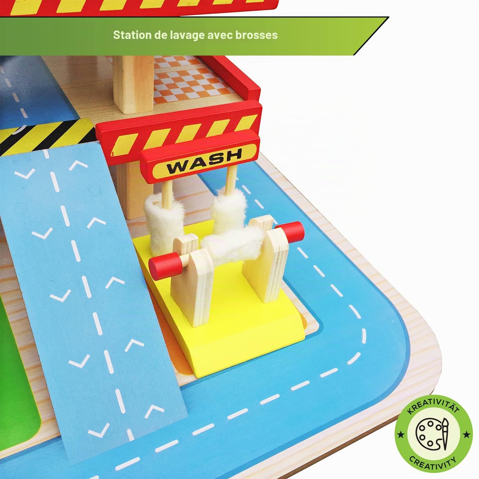 Maison DE Parking pour Enfants de Balinco, Garage à 3 étages, Ascenseur, billetterie, Station de Lavage, Station-Service, 4 Voitures, hélicoptère - Jouets en Bois dès 3 Ans