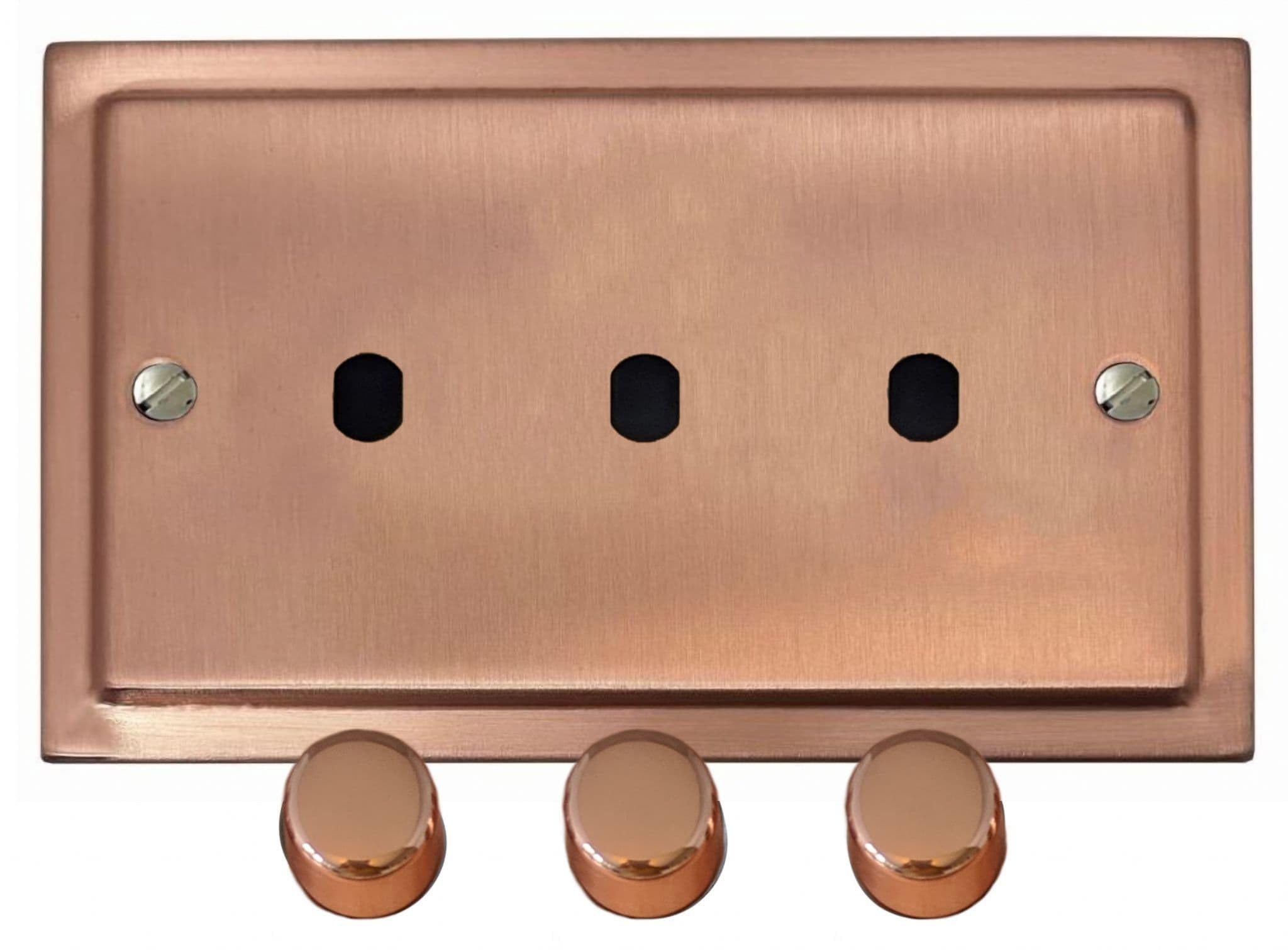 G&H Brassware Gold G&H Trg13-Pk Trimline Plate Rose 3 Gang Dimmer Plate Only Inc Dimmer Knobs