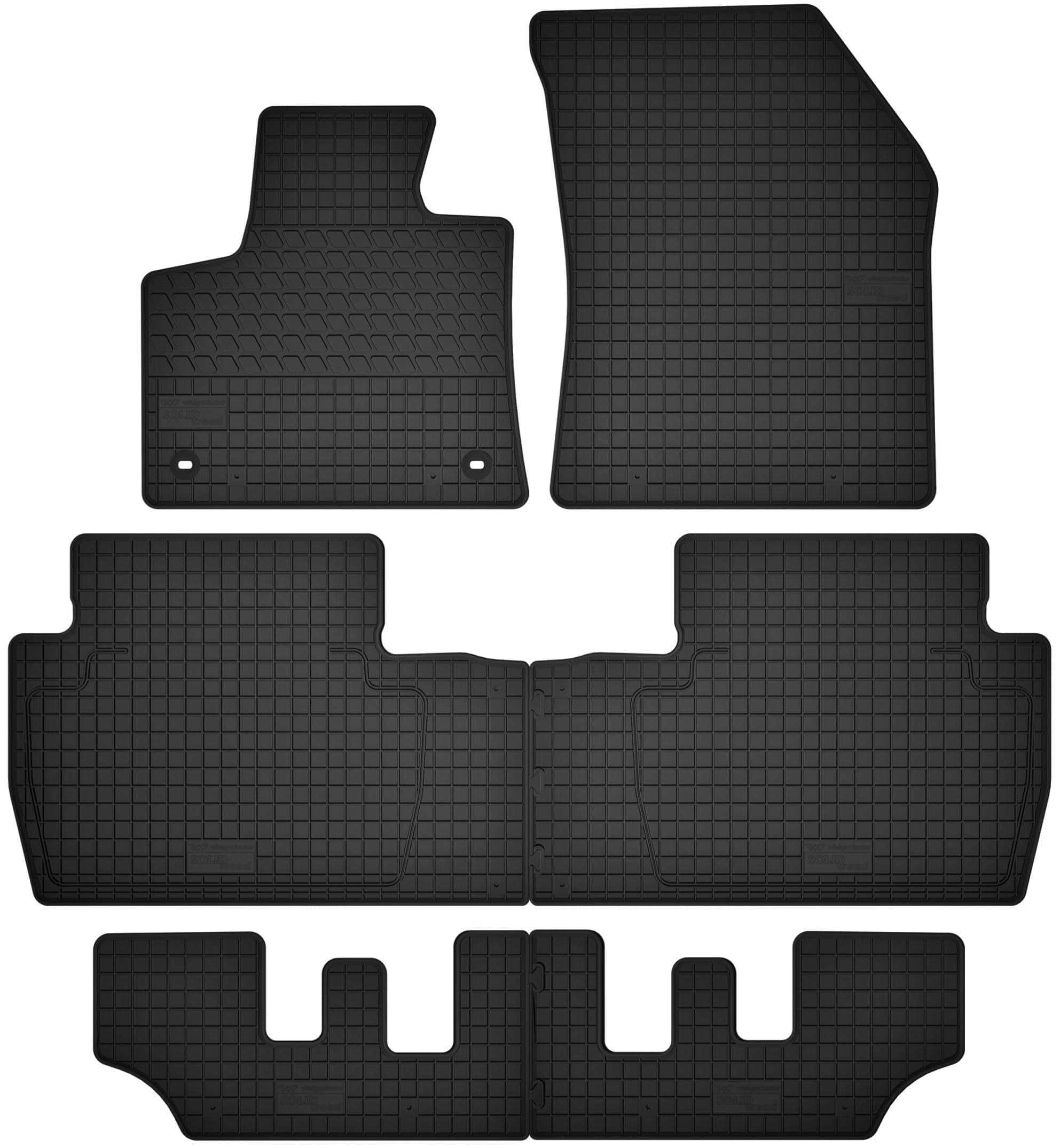 Custom Fit Rubber Floor Mats for Peugeot 5008 II (2017-2024) Black Crossing