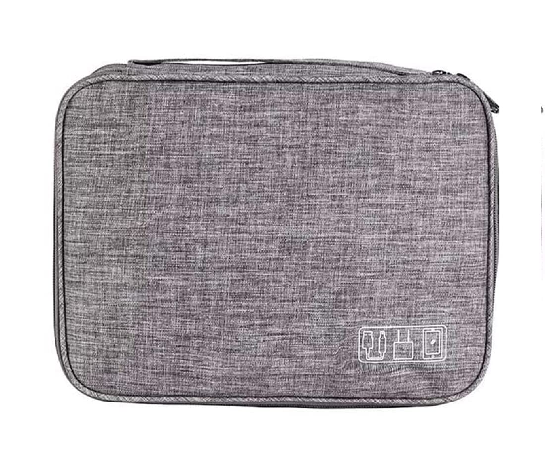 Electronics Organizer, Waterproof Travel Electronic Accessories Double Layer Cable Storage Bag for Cord, Charger, Power Bank, Flash Drive, Phone, iPad mini, SD Card, Tablet (Grey) (Grey)-image-22