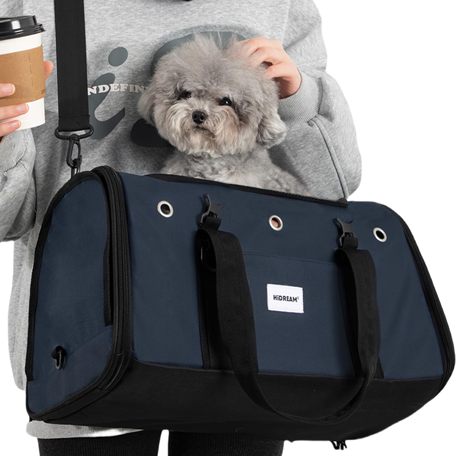 Transportador de viaje para mascotas de hasta 15 libras, bolsa de viaje plegable portátil con gran capacidad, aprobada por aerolíneas, impermeable, malla transpirable y lados suaves para