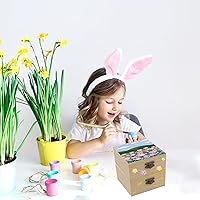 Vista 5 de 4 cajas de madera sin terminar para manualidades, caja cuadrada de madera pequeña con tapas con bisagras y cierres frontales, caja de almacenamiento