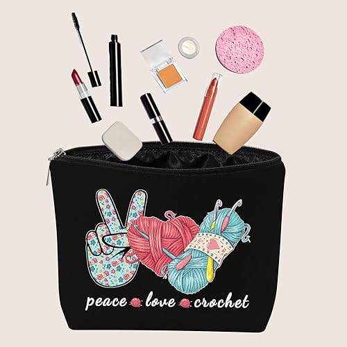 Miniatura 3 de JXGZSO Bolsa de tejido de punto para proyectos, bolsa de almacenamiento para tejedor, bolsa de maquillaje de ganchillo con cremallera para regalo,