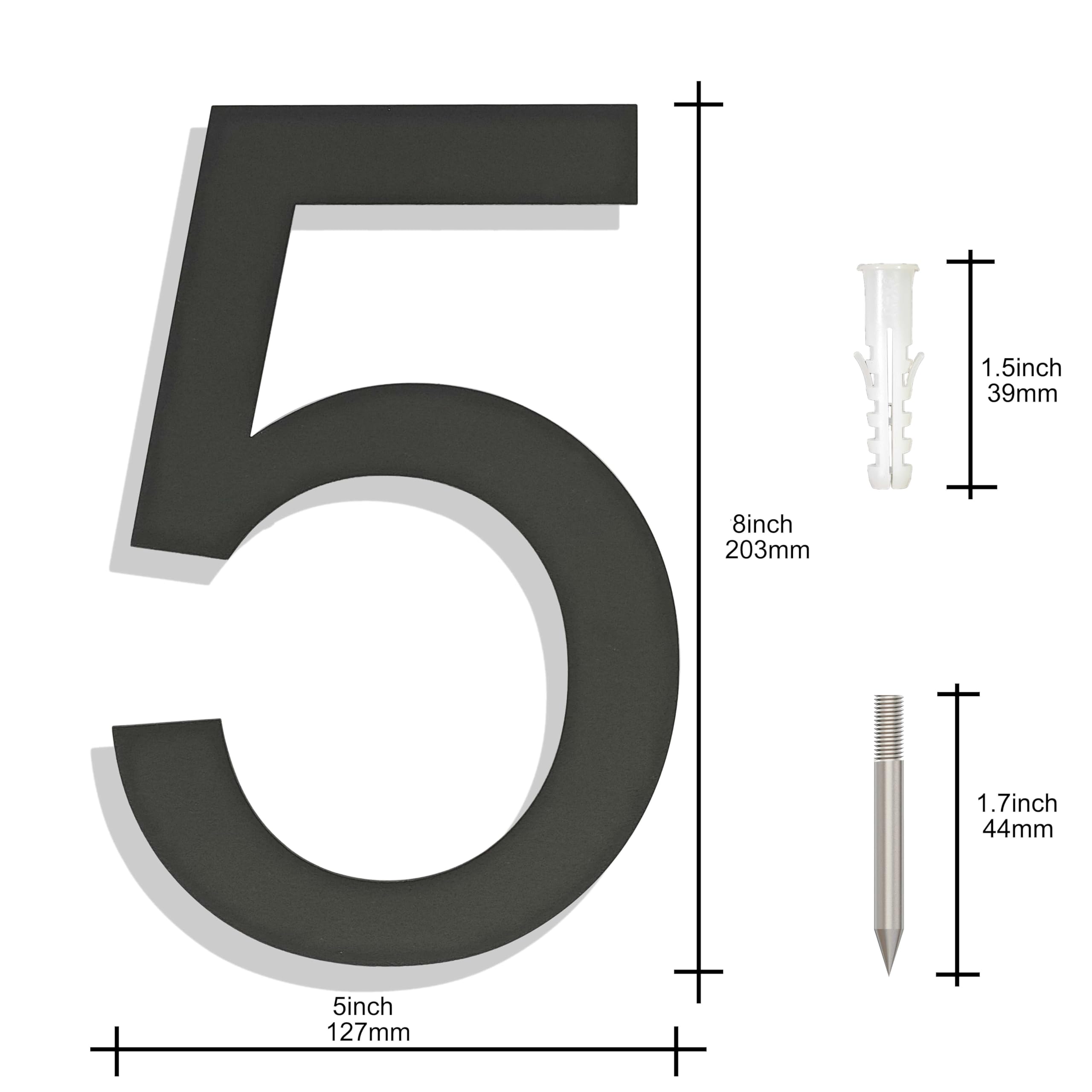 Ywonoby Large Brushed Stainless Steel House Numbers, Modern Floating Black Grey Door Numbers - Image 3
