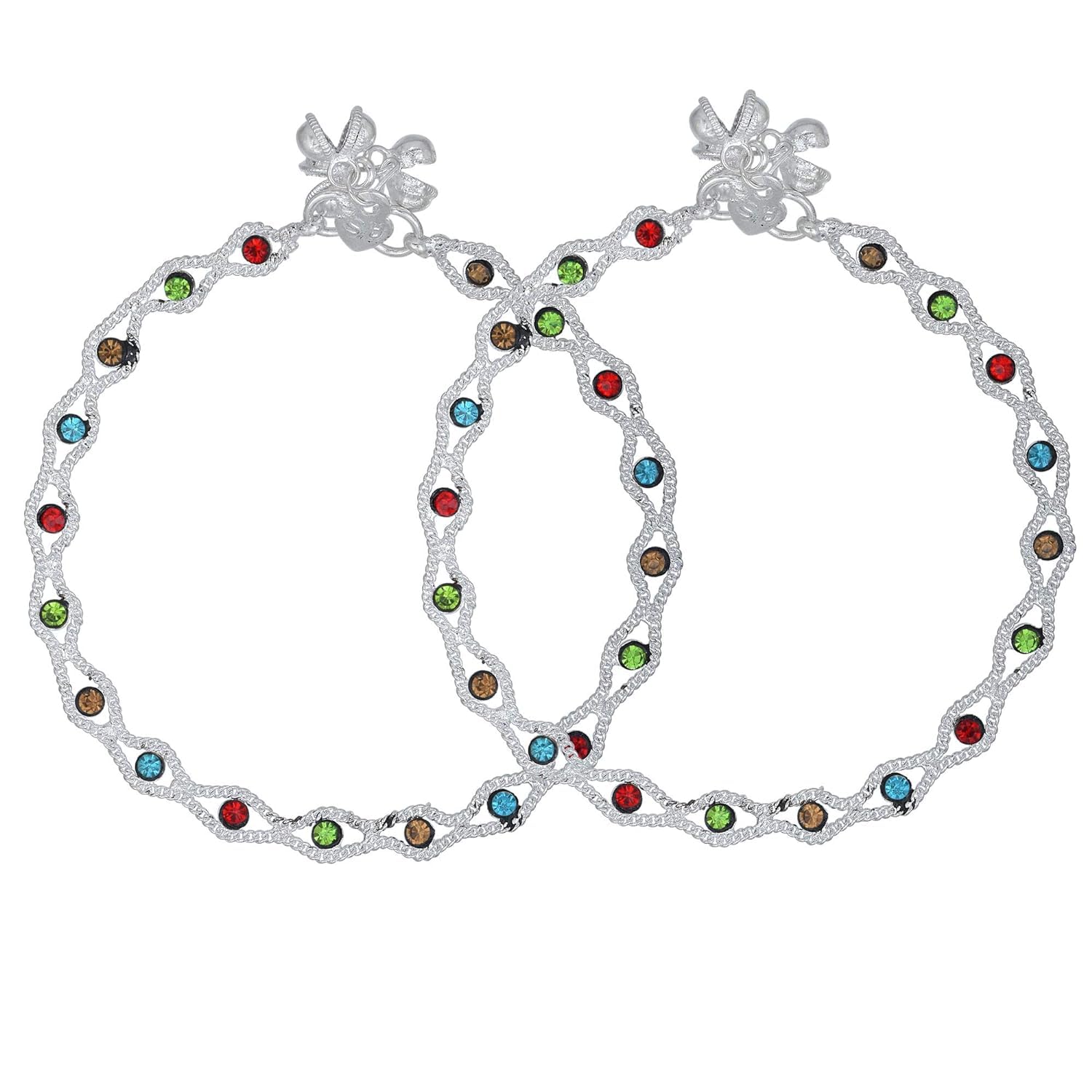 Fashion Accessories Anklets (Payal) Artificial Silver and Multi Eye Type Shape Desent Style Pajeb For Women & Girls, Free Toering (B08CB1VRXR) Amazon Price History, Amazon Price Tracker