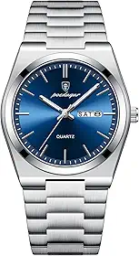 Relógio Masculino Prata Luxo Aço Inox Old Money Elegante Azul