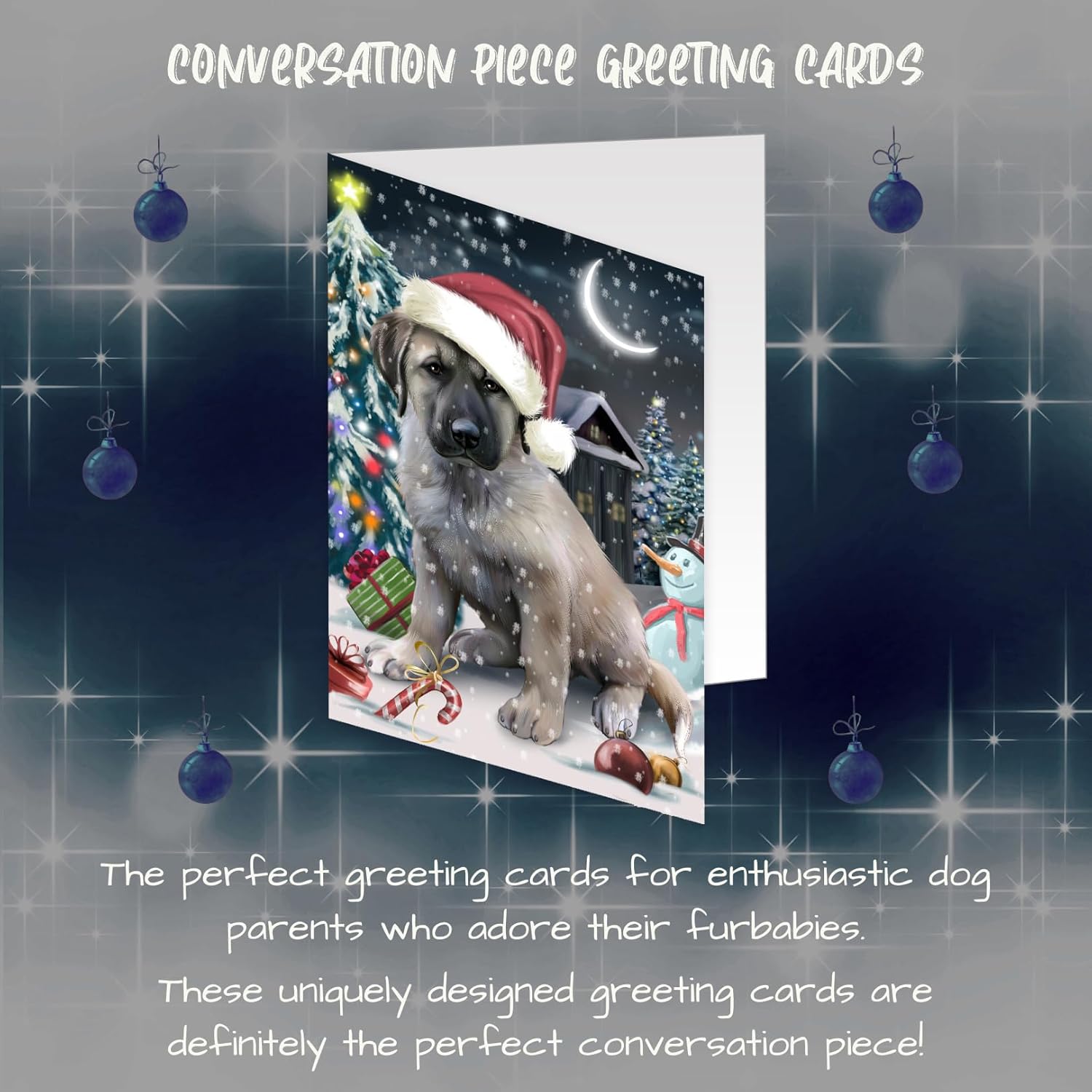 Holly Jolly Holidays Anatolian Shepherd Dog Greeting Cards - Adorable Pets Invitation Cards with Envelopes - Pet Artwork Christmas Greeting Cards GCD2335 (10 Greeting Cards)