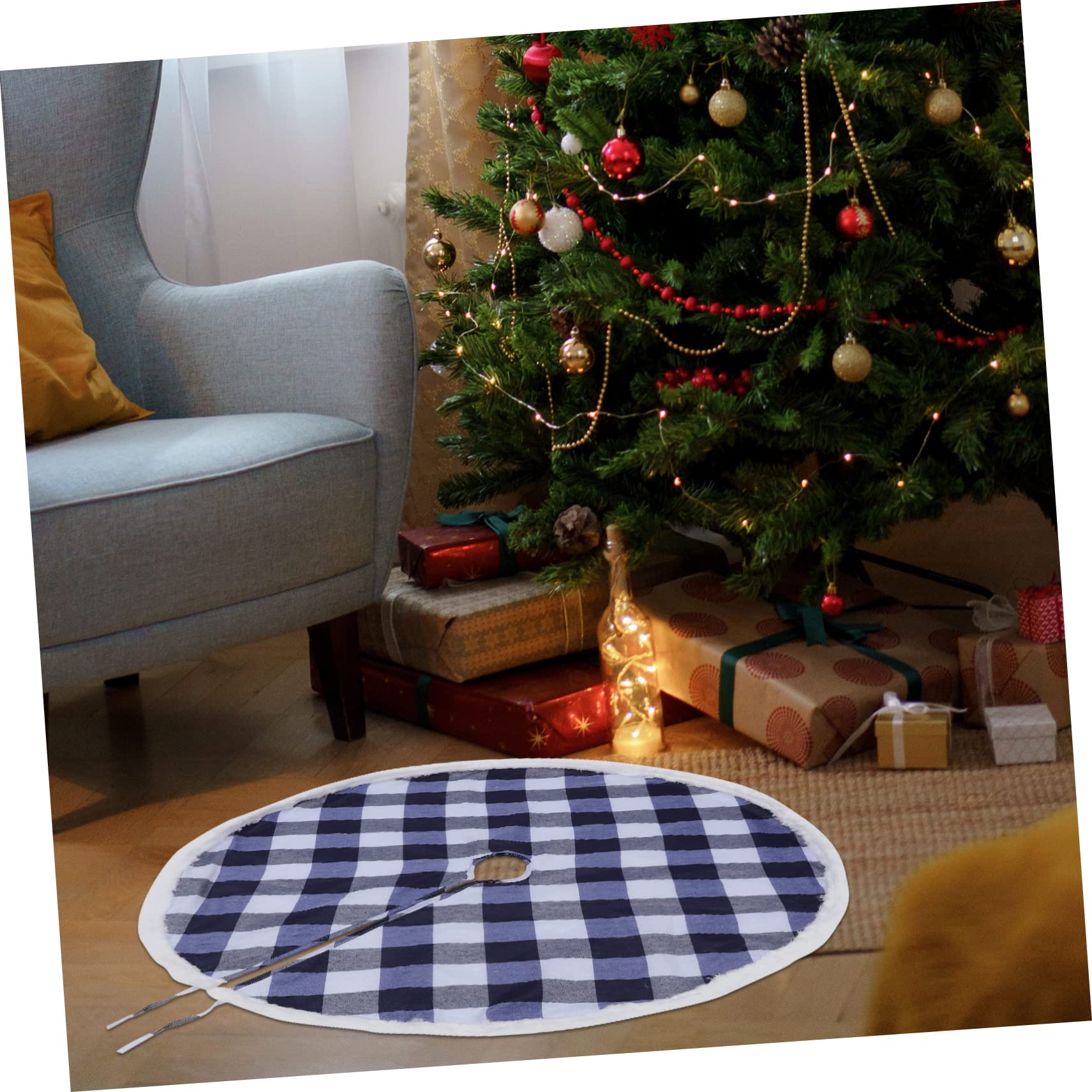 PRETYZOOM 5 Pz Grembiule per albero di Natale Decorazioni natalizie albero natale artificiale gonna per la decorazione dell'o di festa di Grembiule natalizio poliestere