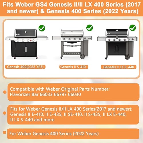 Miniatura 2 de 66033 Barras aromatizantes para Weber GS4 Genesis 2 E-410 E-435 E-415 Piezas de parrilla, para Weber Genesis II 410 y II LX 440 Grill (2017 y más