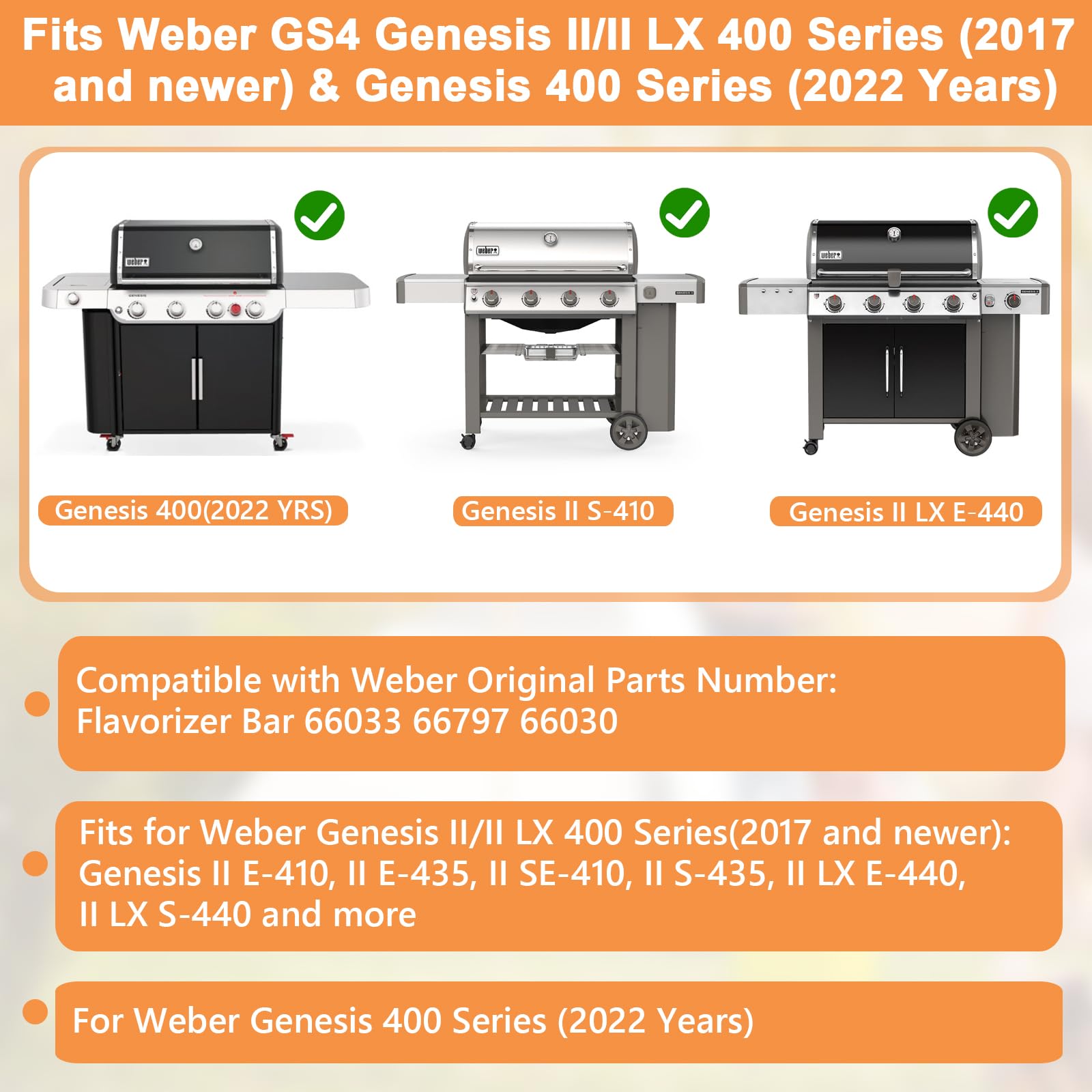 66033 Flavorizer Bars für Weber GS4 Genesis 2 Weber Grillteile Weber Genesis II 410 & II LX 440 Grill (ab 2017), Weber Genesis II E-410, II E-435, für Weber Genesis II Flavorizer Bars 66797 66030