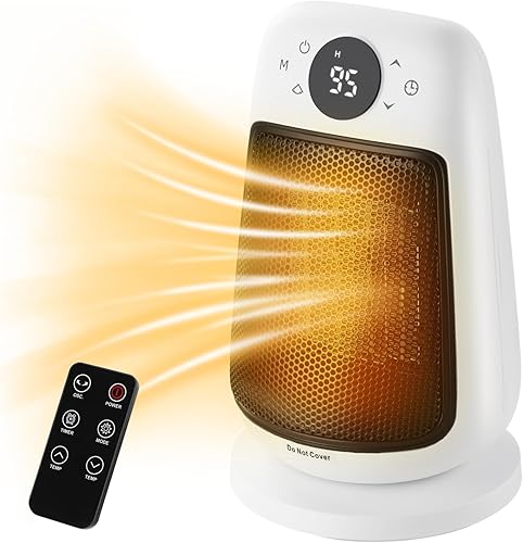 Miniatura 1 de Joyoolife Calentadores de espacio para uso en interiores, calentador eléctrico silencioso de cerámica con pantalla LED y temporizador de 12 horas,
