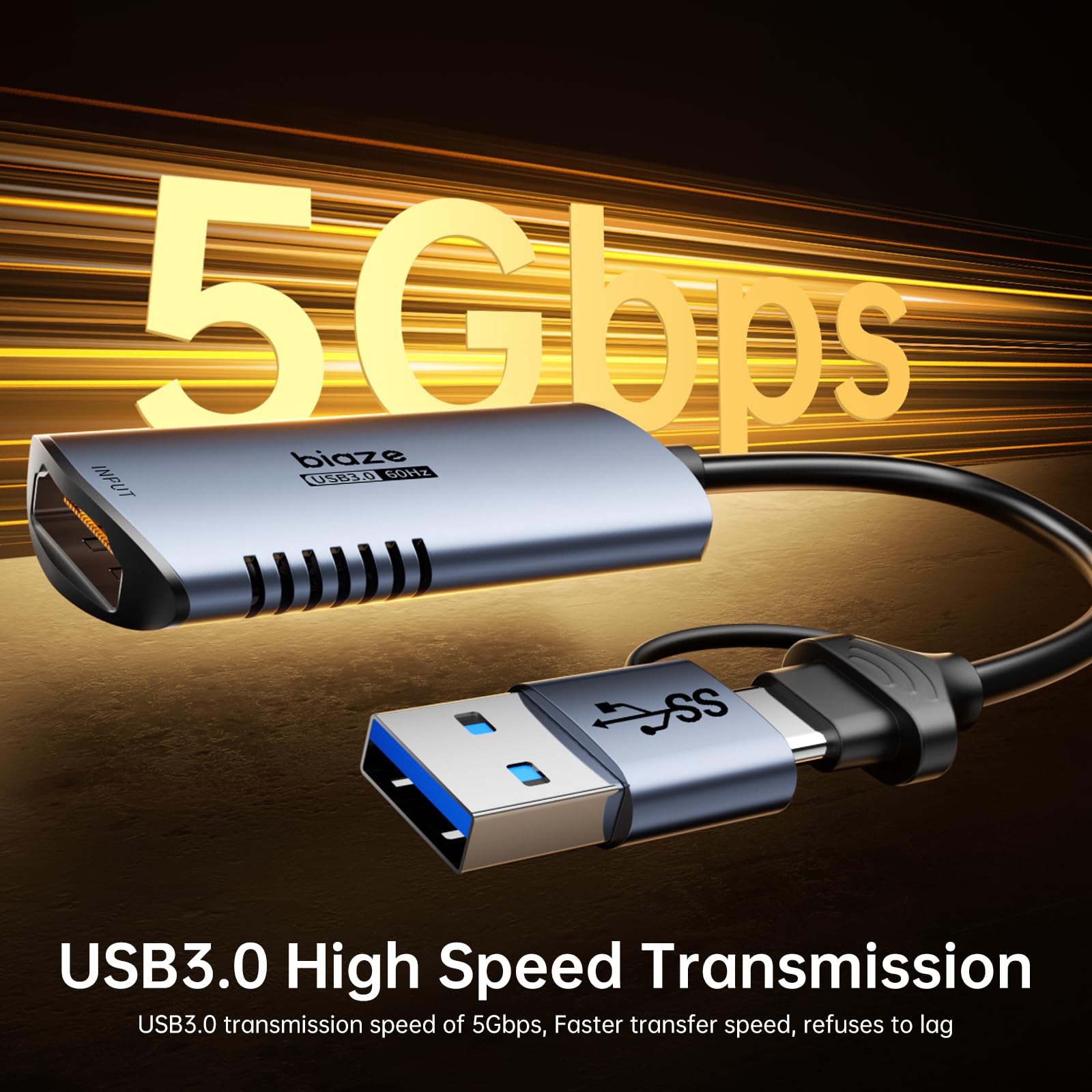 Tarjeta de captura de video HDMI 4K 60Hz, entrada USB/tipo C, compatible con Switch/PS5/portátil/teléfono móvil/cámara MS2130, dispositivo de transmisión en vivo, no requiere controlador, OBS