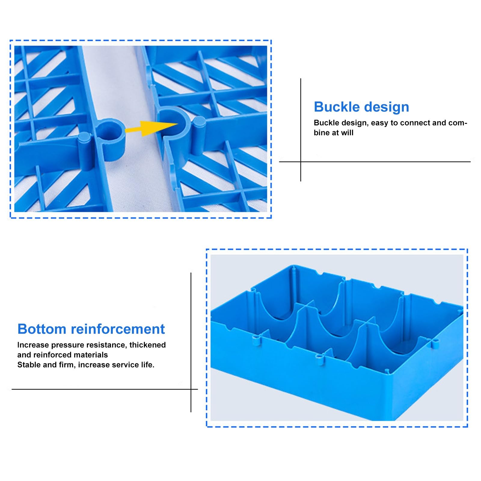 Tarima de plástico, Plataforma de Almacenamiento Impermeable, tarimas de plástico para Exteriores, Plataforma Modular entrelazada, Impermeable y Antideslizante, Capacidad de Carga 2200 LB/m
