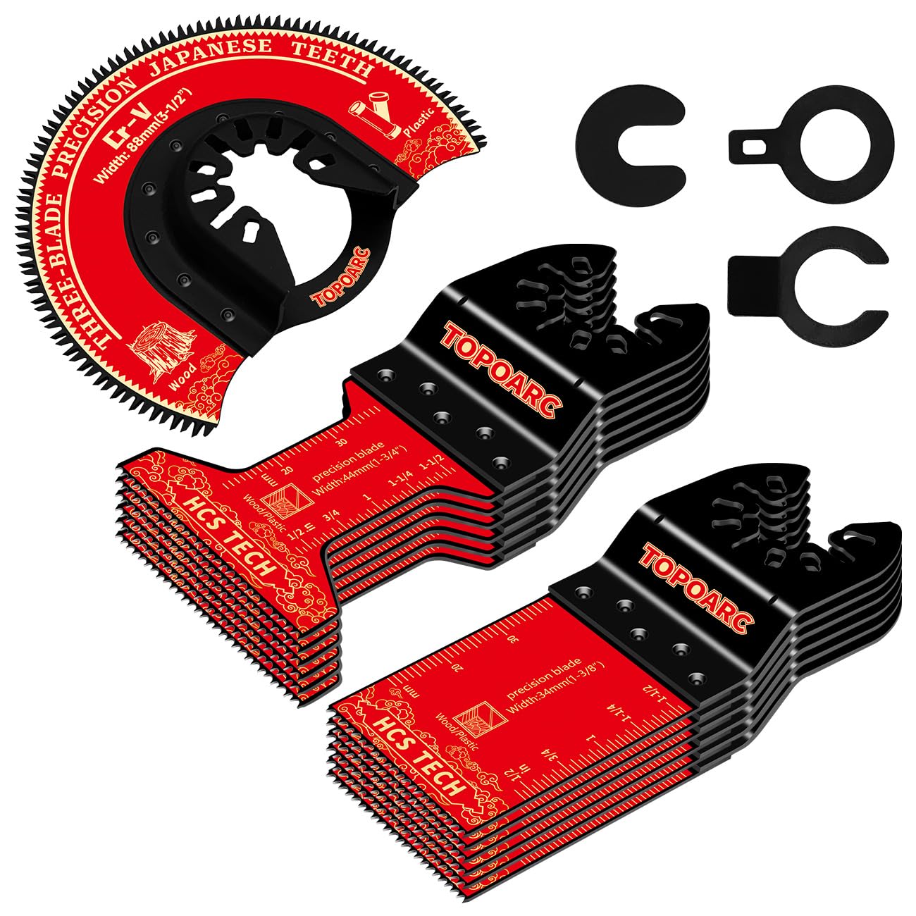 13 lame per sega oscillante, HCS a denti giapponesi, lame multiuso a sgancio rapido, in acciaio ad alto tenore di carbonio, per tagliare legno, plastica, metallo morbido