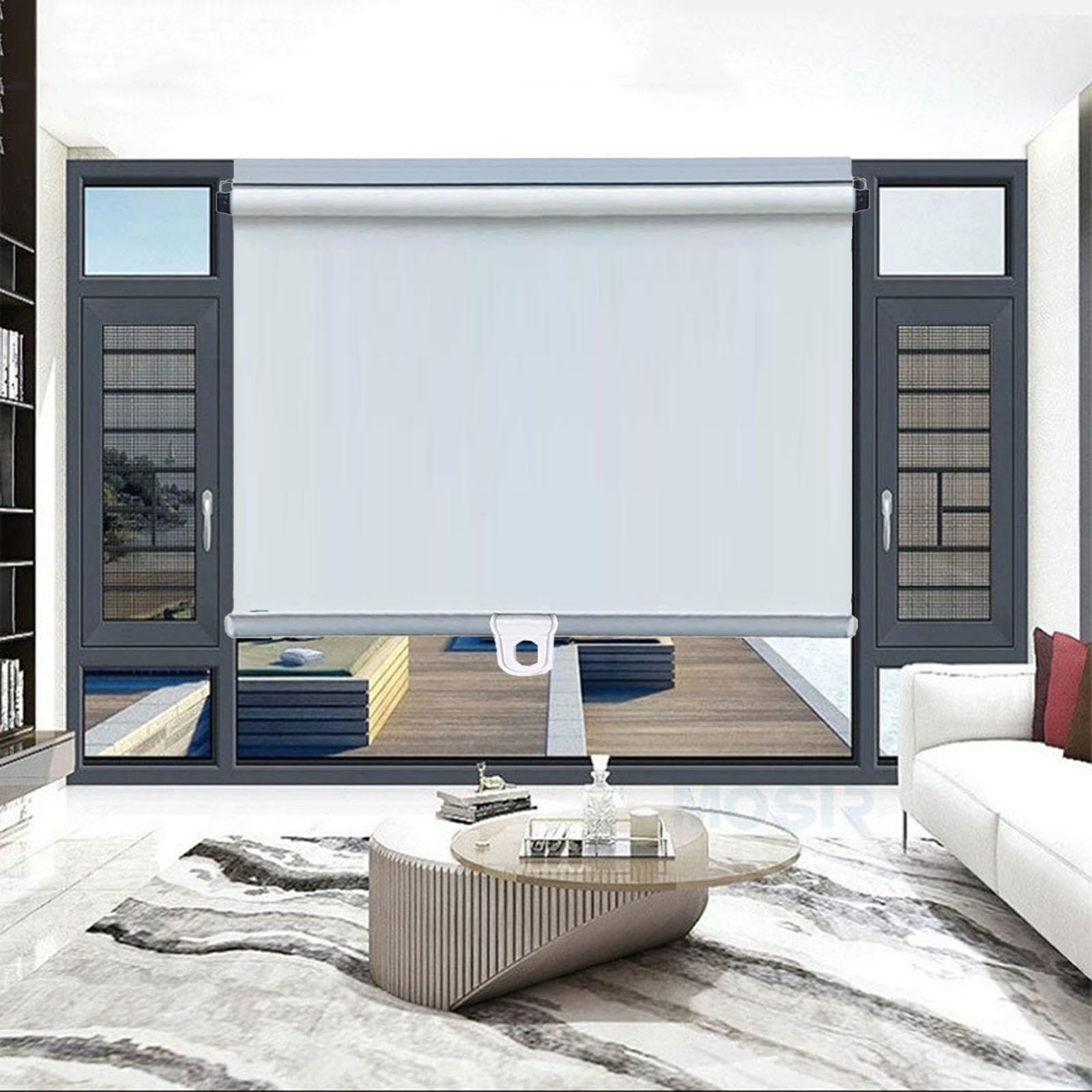 Blackout Roller Shades,Sunshade Roller Blinds 40cm 50cm 70cm 80cm 100cm 145cm 150cm Wide,Privacy Curtains,Temporary Blinds,Retractable Balcony Sun Shades,for Doors Windows,White-40×130cm(16*51in)