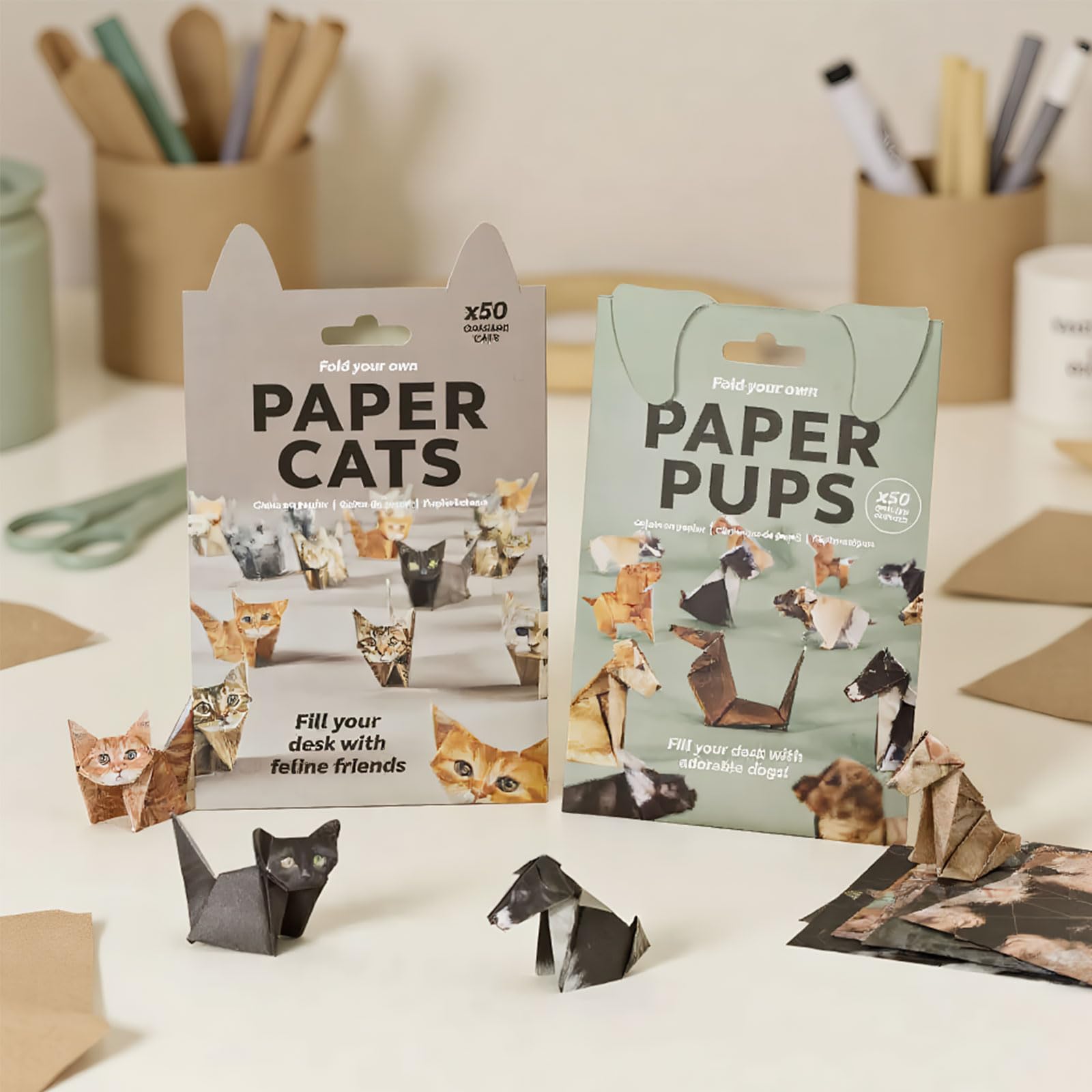 DIY Origami Katzen Kit – 50 Blätter, 3D Papier Tiere Falten, Entspannendes Bastelset Für Anfänger