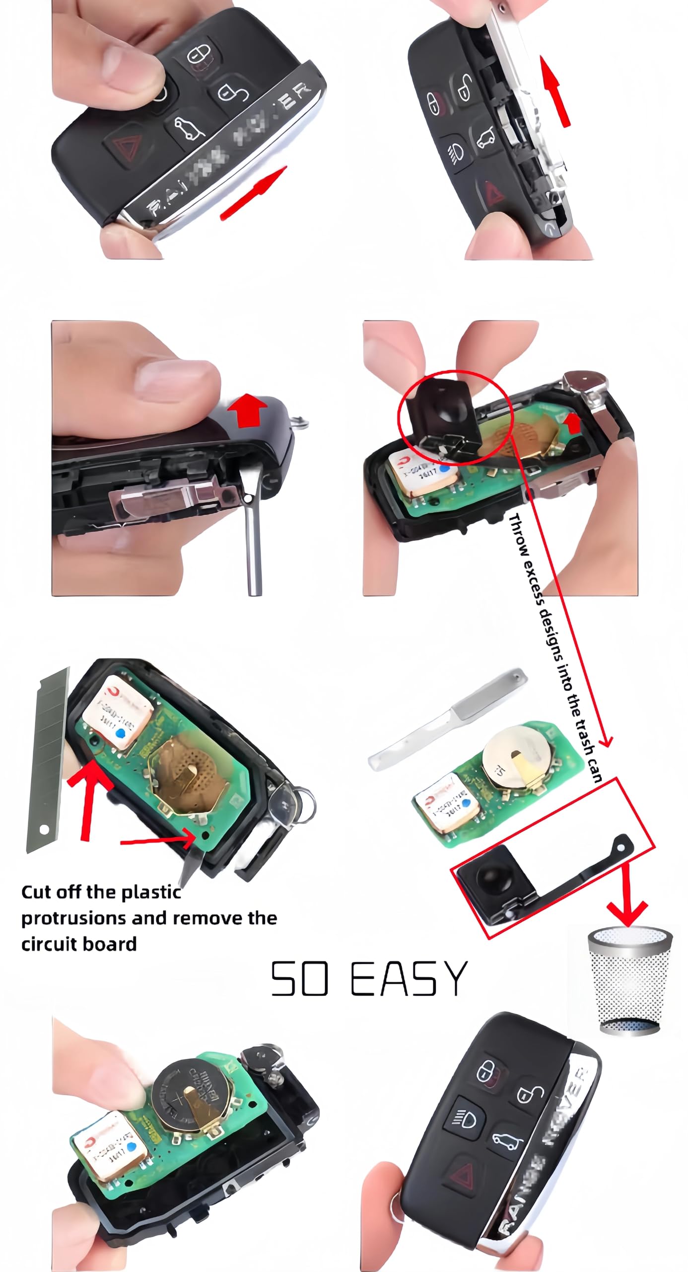 Guscio Chiave Remote Per Land Rover - Custodia Ricambio 3 Pulsanti Blu - Foto 8