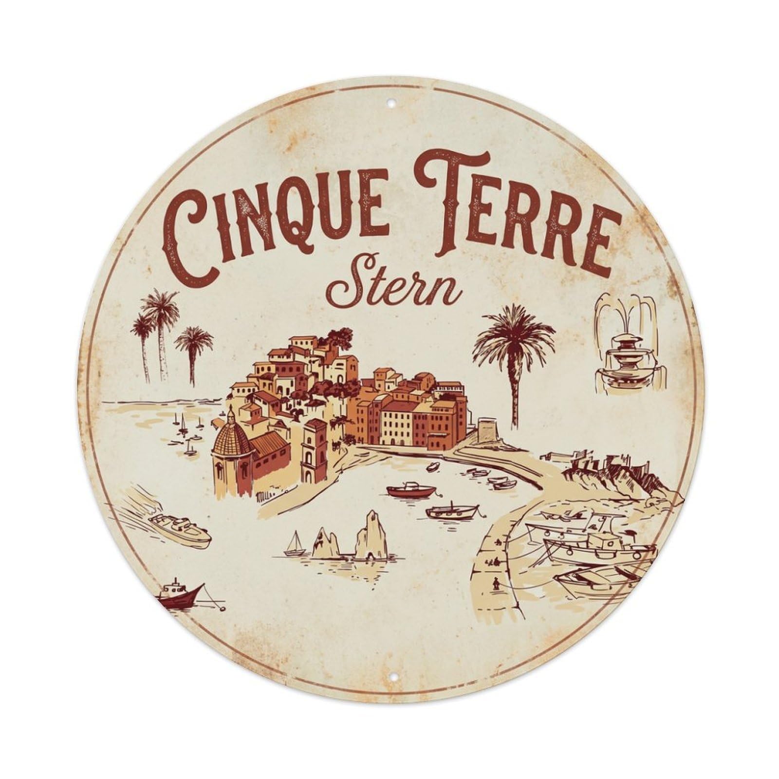 Xanthor Style Vintage Travel Cinque Terre Italy Metal Tin Sign
