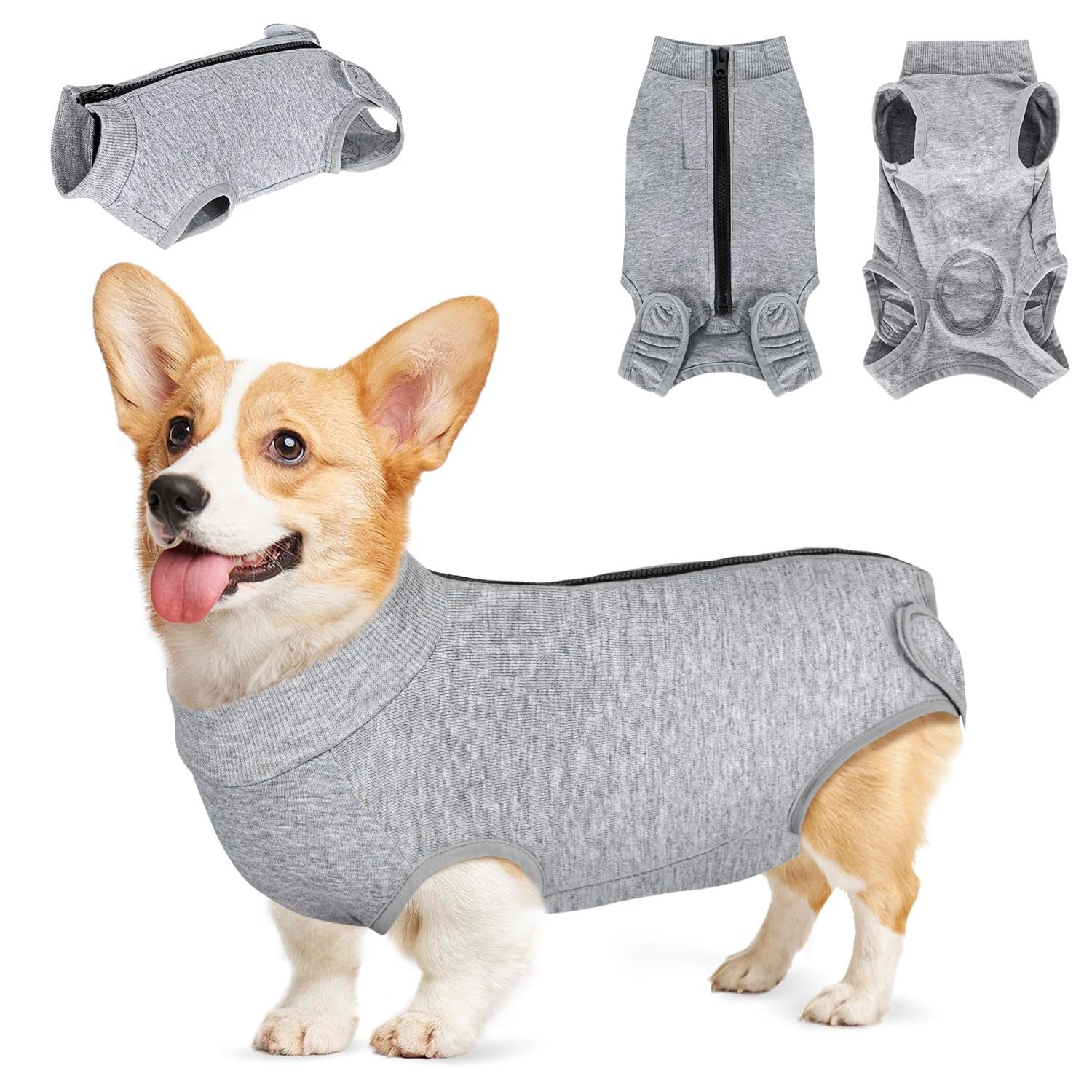 SlowTon Traje de recuperación de cirugía para Perros - Alternativa de Collar en Forma de Cono para Perros después de la cirugía con Cremallera, Camisa de recuperación Profesional para Mascotas