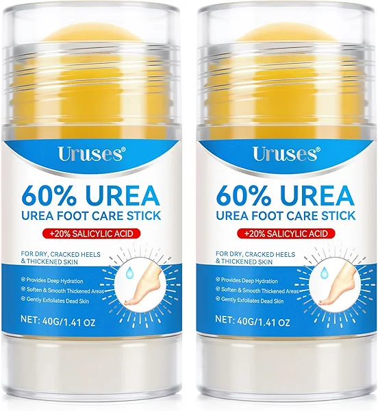 2Pack Urea Cream 60% plus Salicylic Acid 2% Urea Foot Care Stick,Foot Cream for Foot Callus Remover, Feet Moisturizer Stick for Dry Cracked Heels, Hands, Knees,Hydrating Heel Balm, Easy To Use