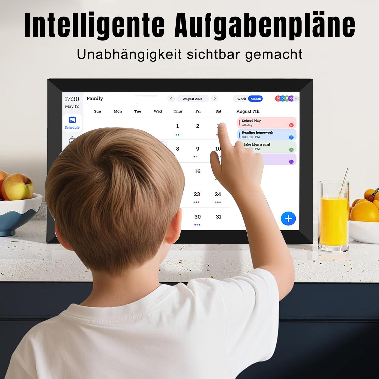 Banapoy 10.1" Digitaler Kalender mit Bilderrahmen, WIFI Touchscreen | Elektronischer Familienplaner mit HD IPS Display, Haushaltsplaner für Büro & Zuhause, Tischaufstellung