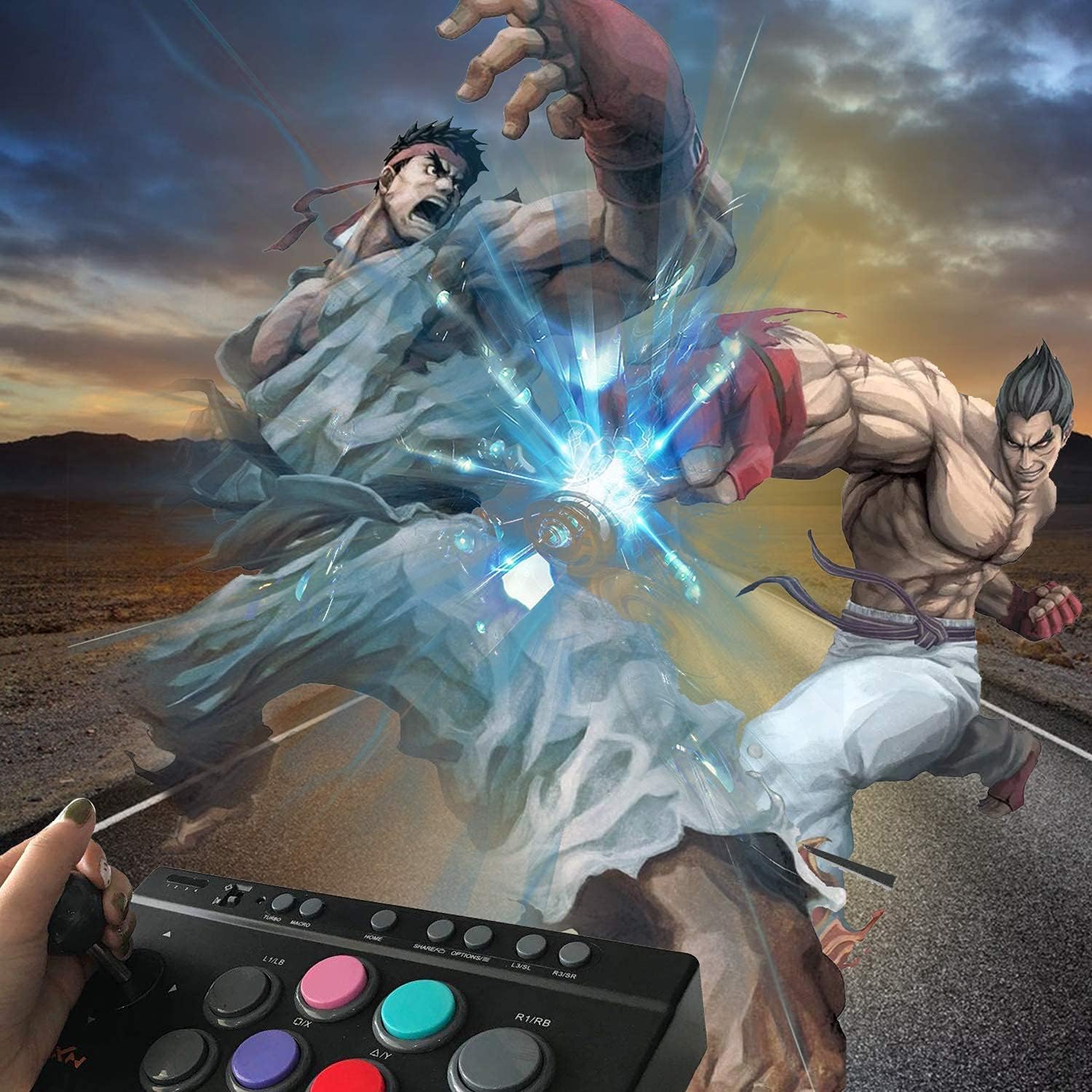 Arcade Fight Stick - PXN USB PC Street Fighter Arcade Game Fighting Joystick Controller with Turbo and Macro Function for PS3, PS4, Xbox One, Switch, Window PC 0082 : Video Games